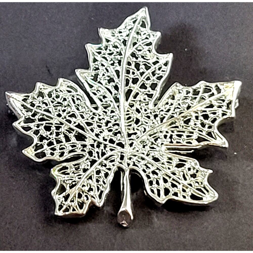 Vintage Sarah Coventry Silver Tone Filigree Leaf Brooch Pin, Nature-Inspired